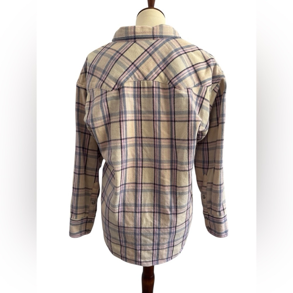 J. Crew Reimagined Thick Flannel Pockets 100% Cotton Pearl snap Button Size  8 - Picture 5 of 14